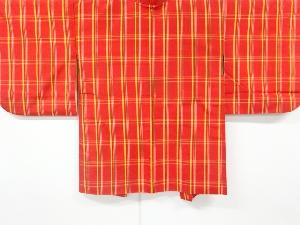 アンティーク　格子織り出し手織り節紬羽織